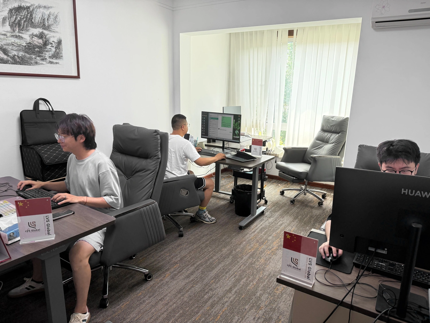 Workstations of LVS Expert specialists, providing international cargo survey and inspection services for shipments from China and Southeast Asia